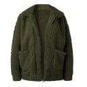 Dames warme harige jas met rits en brede kraag Losse snit met afhangende schouders Twee grote voorzakken Polyester met katoen 9