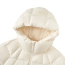 Dames winter donsjack met capuchon en rits, doorgestikt, verlengd tot halverwege de dijen met zijzakken voor de kou en de stad 13