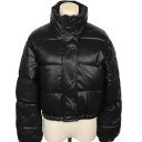 Dames winterjas Hoge kraag Ritssluiting en knopen Warme polyester uitvoering Elegante wintermantel Comfortabele jas voor koude periodes 7