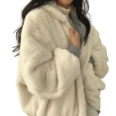 Dames winterjas Kapuze Rits Warme pluche voering Polyester uitvoering Handzakken Warme comfortabele jas voor de winterperiode 3