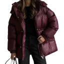 Dames winterjas Met capuchon Ritssluiting en drukknopen Touwtje in de taille Handzakken Warme duurzame polyester Comfortabele jas voor de winterperiode 11