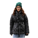 Dames winterjas met kraag Warme jas met knopen, zakken en verstelbare koord in de taille Comfortabele wintercoat voor dagelijks gebruik 6