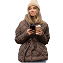 Dames winterjas met kraag Warme jas met knopen, zakken en verstelbare koord in de taille Comfortabele wintercoat voor dagelijks gebruik 7