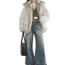 Dames winterjas van polyester Warme jas met bontkraag Ritsluiting Praktische zakken Comfortabele warme winterkleding voor vrouwen 7