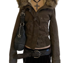 Dames winterjas Warme pluche voering Ritssluiting en knopen Handzakken Kapuchon met bont Comfortabele winterjas 3