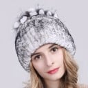 Dames wintermuts met bont Pluizig geribbeld oppervlak Versiering met pompons op de top Hoofdomtrek 52 tot 60 cm Voor koud winterweer 6
