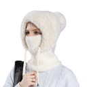 Dames wintermuts met pompon Hoofdomtrek 55–60 cm Warme gebreide hoofdbedekking met strikbanden voor de winter 5