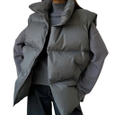 Dames wintervest met col en rits Effen warm vest van katoen en polyester Stijlvol vest voor koude winterdagen 4