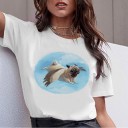Dames wit T-shirt met dierenmotief 9