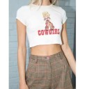 Dames witte crop top met print A1309 1