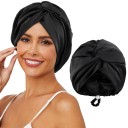 Dames zijden turban slaapmuts verstelbare polyester muts 3