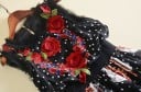 Dames zwarte maxi jurk zonder mouwen met bloemenborduurwerk van rozen Stippenprint met harten en speelkaarten Tulle volants Polyester 3