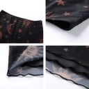 Dames zwarte mini rok met print van Maan en Zon Aansluitende dubbele rok van netstof met golvende rand Polyester en spandex 5