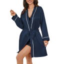 Damesbadjas Elegante lichte badjas met strik in de taille Comfortabel zacht polyester voor thuisontspanning ochtendvoorbereidingen en avondrust 3