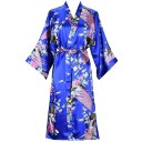 Damesbadjas met bloemenmotief Elegante lichte badjas van imitatiezijde Met striksluiting in de taille Zachte polyester en zijde-effect voor thuiscomfort 13