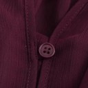 Damesblouse lange mouw V-hals Elegante blouse met ruches Knopen sluiting Lichte stijlvolle top voor dagelijks gebruik Polyester 5