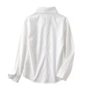 Damesblouse met lange mouwen asymmetrisch wikkeldetail dubbele kraag ruches in de taille en schuin onderpand 6
