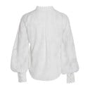 Damesblouse met luchtige mouwen en een staander Licht doorzichtige gemusterde stof Parelknopen en decoratieve randen Katoen en polyester 5