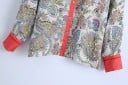 Damesblouse met paisley patroon en lange mouwen Koraalrode knoopsluiting en manchetten Decoratieve band in de bovenkant Polyester 3