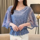 Damesblouse met transparante mouwen 3