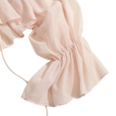 Damesblouse V-hals Lange mouw Halfdoorzichtig Vrije snit Rimpeling Strikdetail Effen 3