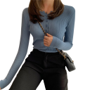 Damescardigan van katoen en polyester met halve knoopsluiting Effen trui met ronde hals Lange mouwen Universele maat 1