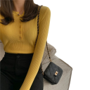 Damescardigan van katoen en polyester met halve knoopsluiting Effen trui met ronde hals Lange mouwen Universele maat 7