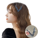 Damesdecoratieve haarspeld 8 × 5,5 cm V-vormige Kristallen steentjes Metaallegering Haaraccessoire 21