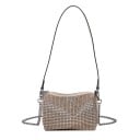 Dameshandtas met glinsterende steentjes 16 x 11 x 11 cm Compacte vorm met rits Handgreep voor over de schouder en lange metalen ketting 5