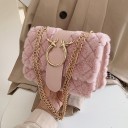 Dameshandtas met kunstbont en gouden ketting over de schouder Gevoerd patroon Decoratieve gesp met hertenhoofden Flap 22 x 15 x 11 cm 8