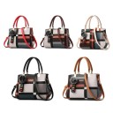Dameshandtas voor in de hand en over de schouder Geruit patroon Twee handvatten Verstelbare schouderband Decoratieve pompon Ritsvak Kunstleer 6