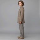 Damesjas met staander Asymmetrische sluiting Ruimere langere pasvorm Zakjes met klep Polyester Beige met ruitpatroon Voor op het werk 5
