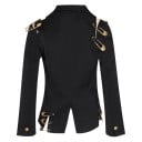 Damesjasje met gouden sluitspelden Op één knoop Met revers en uitsparingen Polyester en katoen Zwart Voor werk en feest 6