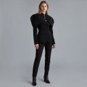 Damesjasje Met Volumineuze Gerimpelde Schouders Staander Druppelvormige Knopen Getailleerde Snit Polyester Voor Werk en Avond 8