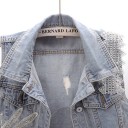 Damesjeansvest met kraag en decoratieve details Blauwe vest met knoopsluiting Stijlvol vest van katoen en polyester voor vrije tijd 6