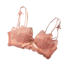 Dameskant ondergoed met geborduurd patroon en strikje elastaan nylon lichte lingerie met fijne bandjes voor dagelijks gebruik 4