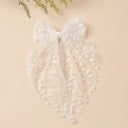 Dameskant strik voor het haar 14 × 30 cm Lange tule lint Elegante trouwhaardecoratie 7