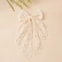 Dameskant strik voor het haar 14 × 30 cm Lange tule lint Elegante trouwhaardecoratie 3