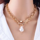 Damesketting met parel en hart 1
