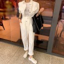 Dameskjortejumpsuit med bindebånd 1