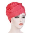 Damesmuts in de vorm van een turban met grote stoffen roos en kleine kralen Elegante hoofdbedekking van katoen Universele maat 4