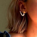 Damesoorbel met parels in gouden kleur Puzette met ronde metalen versiering Boog van parels in verschillende maten Open ring Sieradenmetaal 2
