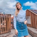 Damesoverhemd met kraag en lange mouwen Borstzakje Knopen Sluiting Losse pasvorm Manchetten met knopen Katoen en polyester 5