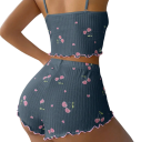 Damespyjama met kersenmotief Top met ronde hals en shorts van polyester en spandex Comfortabele zomer set in verschillende kleuren 2