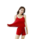 Damespyjama van modal en spandex Effen zomerset met top en shorts Ronde hals Zacht ademend materiaal voor slapen 11