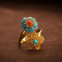 Damesring met bloemen D1681 1