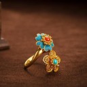 Damesring met bloemen D1681 3