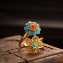 Damesring met bloemen D1681 4