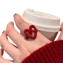 Damesring verstelbare maat Open ring in de vorm van een hart Oliekleur Elegante trendy schattige sieraden voor dagelijks gebruik 4