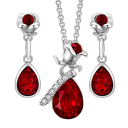 Damesset van ketting en oorbellen met rozenmotief 2
